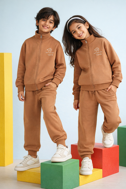 Unisex Brown Fleece Oversized Co-ord Set