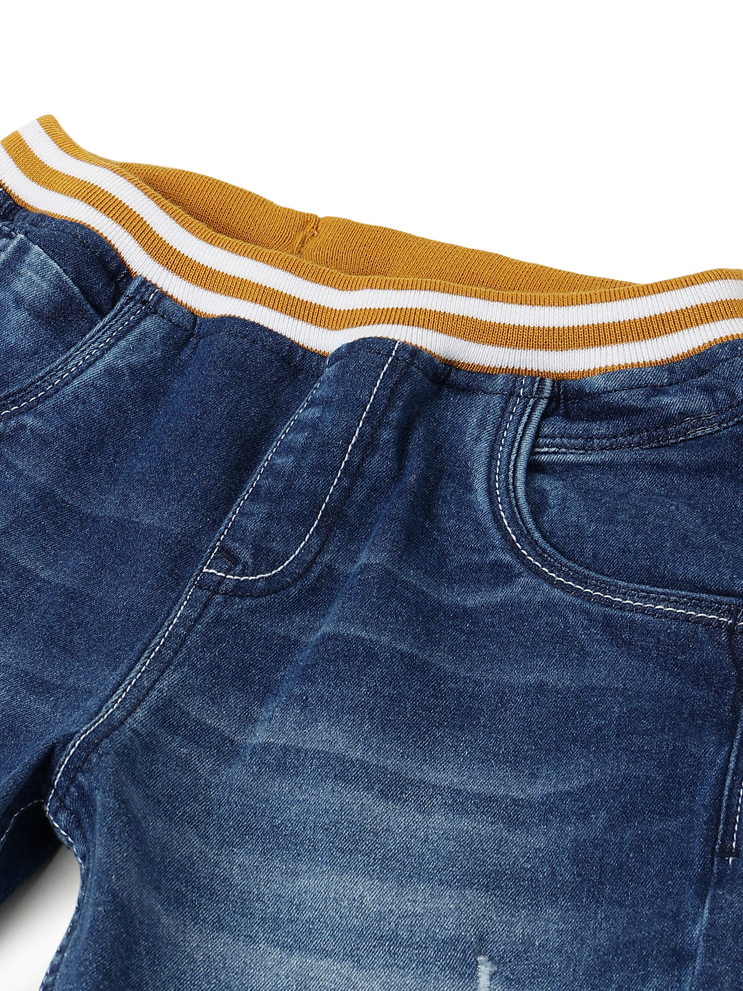 Boys Mid Blue Denim Casual Joggers