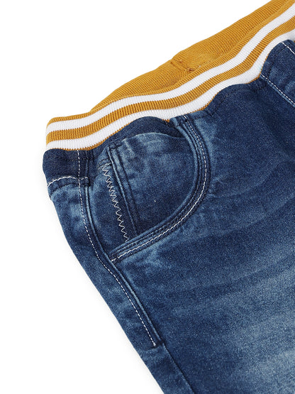 Boys Mid Blue Denim Casual Joggers