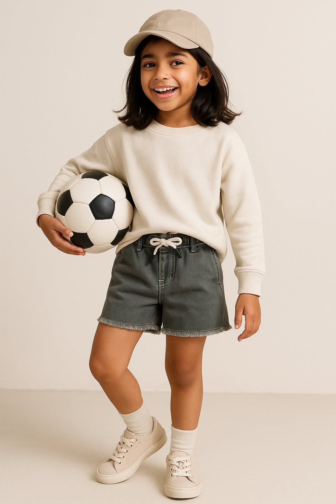 Girls Grey Lycra Solid Shorts