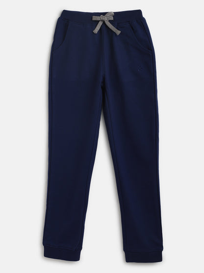 Boys Cotton Purple T-Shirt With Blue Cotton Solid Regular Fit Track Pant