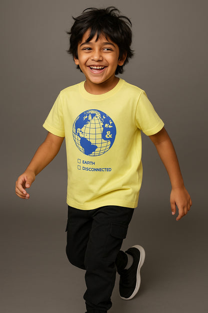 Boys Cotton Light Green Printed T-Shirt