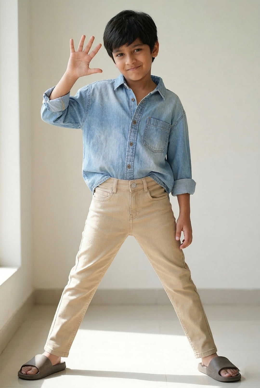 Boys Khaki Cotton Trouser