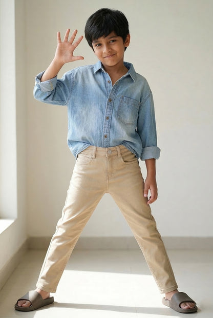 Boys Khaki Cotton Trouser