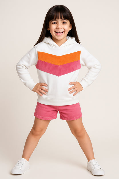 Girls White Printed Sweatshirt