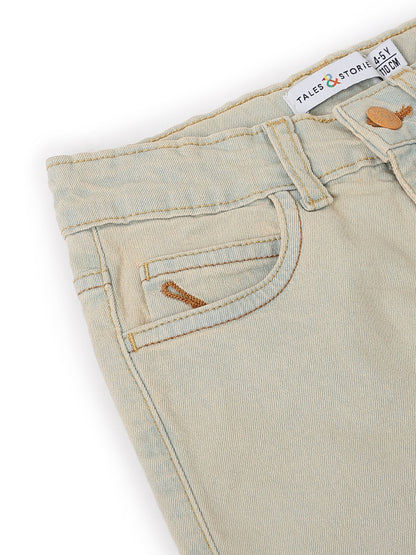 Boys Beige Denim Slim Fit Jeans