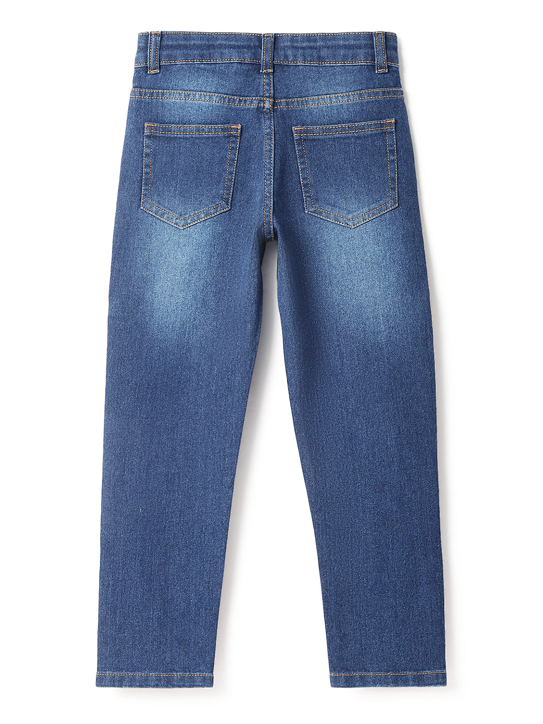Boys Cotton Printed Grey T-Shirt With Blue Denim Washed Slim Fit Jeans
