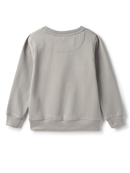 Boys Cotton Poly Grey Printed Sweatshirt