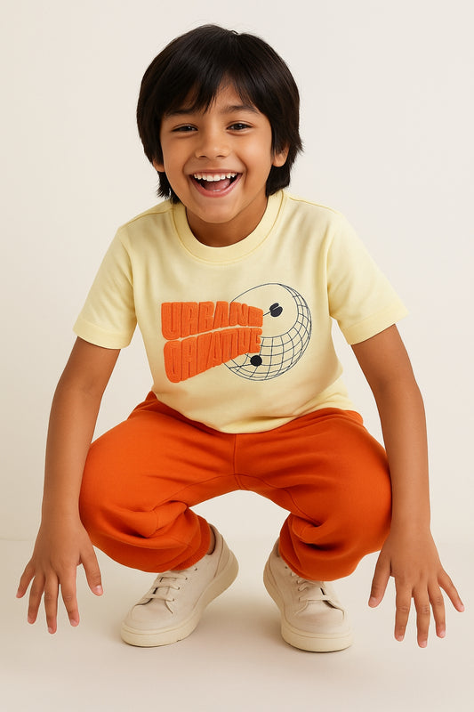 Boys Off White Cotton T-shirt