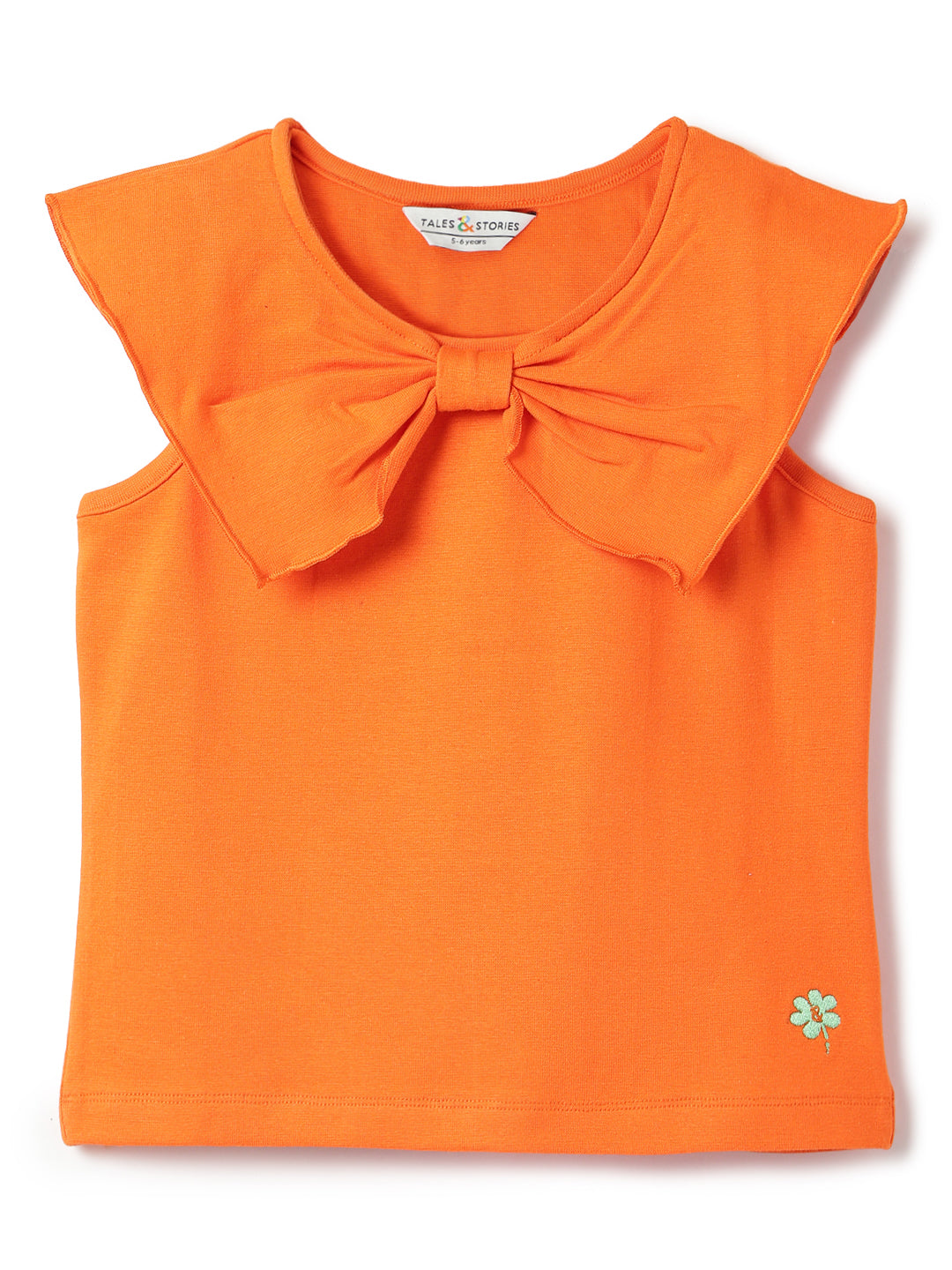 Girls Orange Sleeveless Crop Top