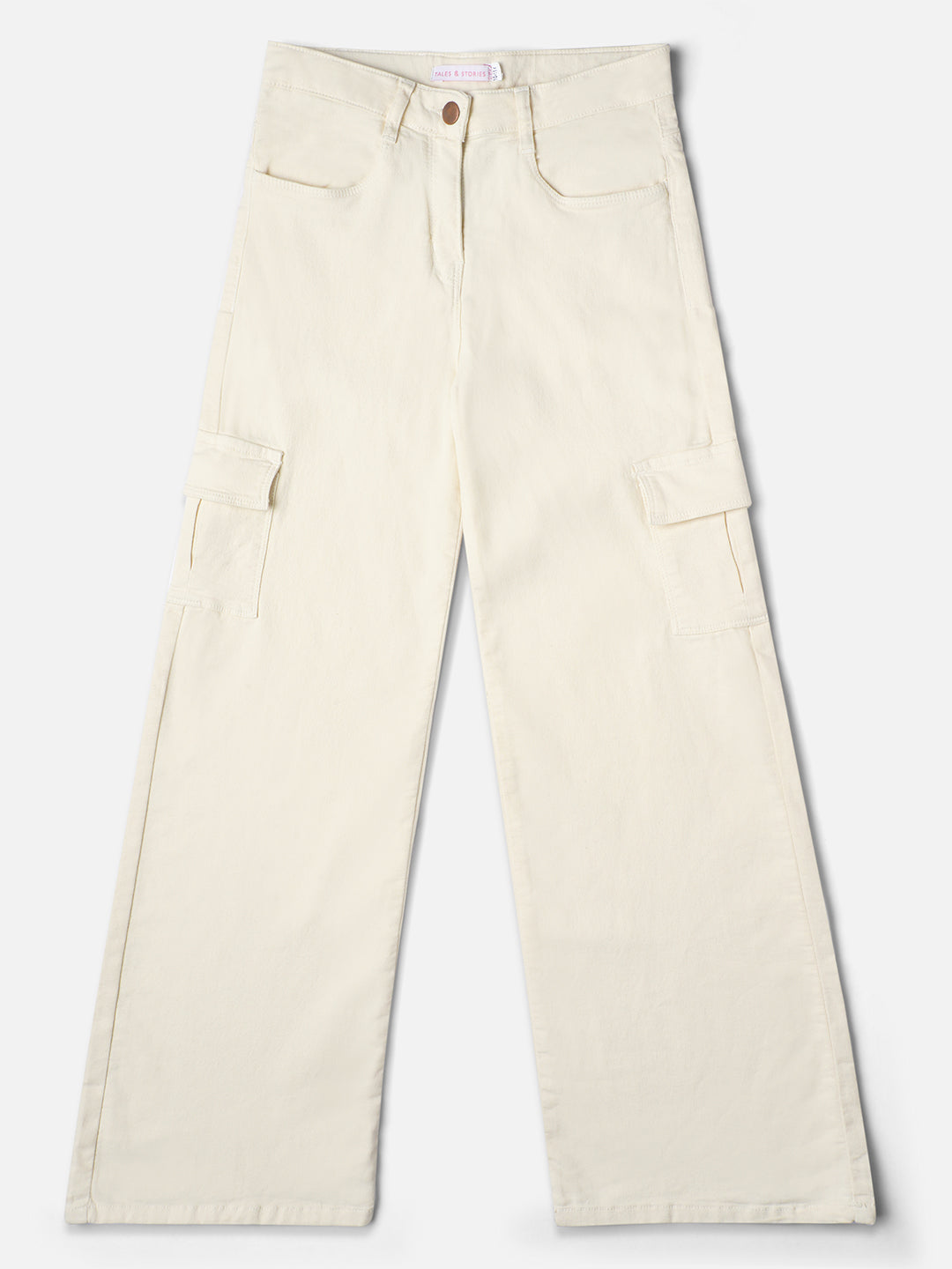 Girls White Cargo Pants