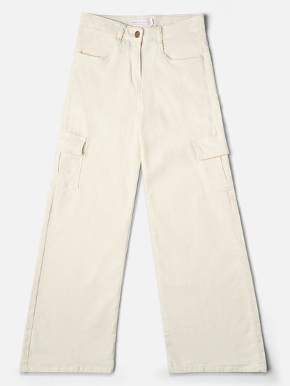Girls White Cargo Pants