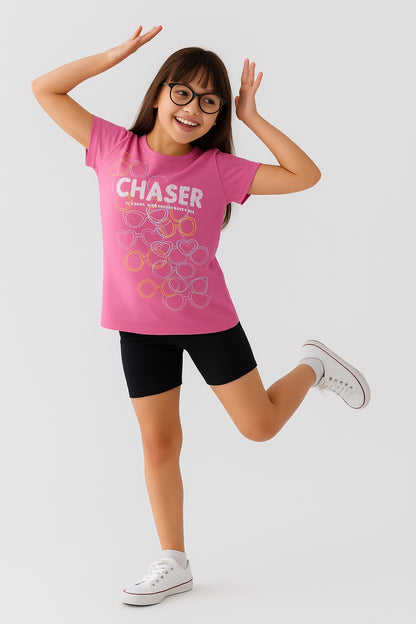 Girls Pink Printed T-shirt
