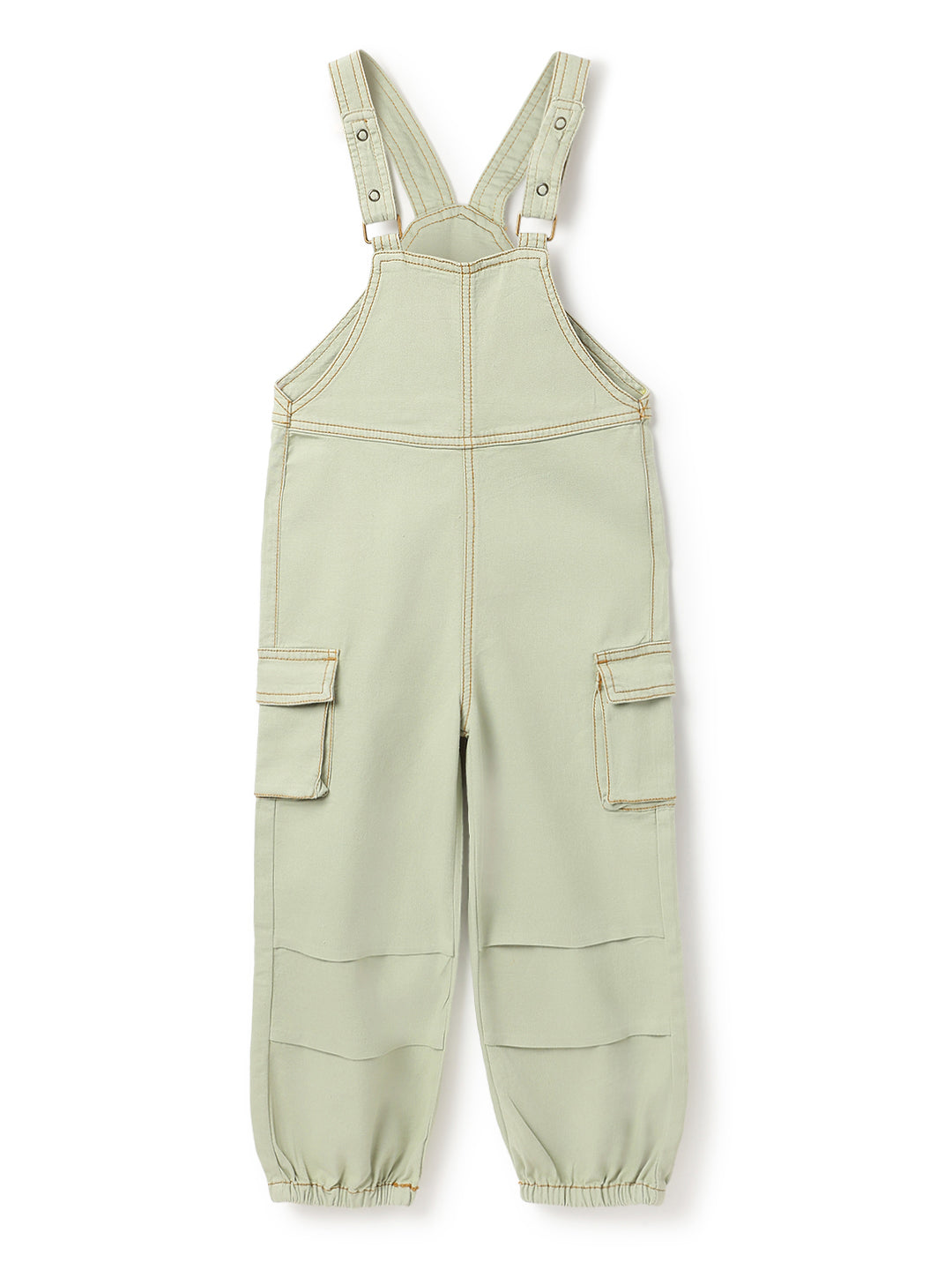 Unisex Lycra Olive Overdyed Dungaree