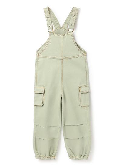 Unisex Lycra Olive Overdyed Dungaree