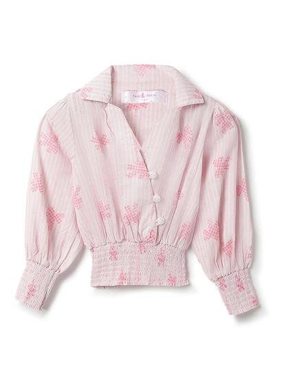 Girls Pink Cotton Printed Top