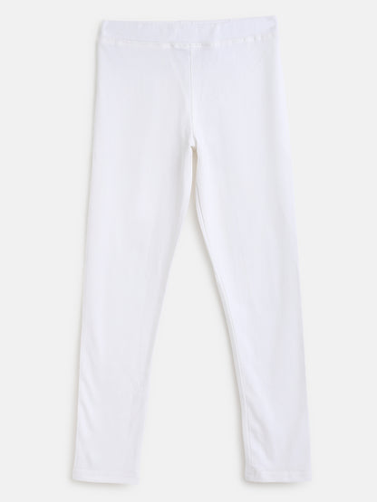Girls Slim Fit White Legging