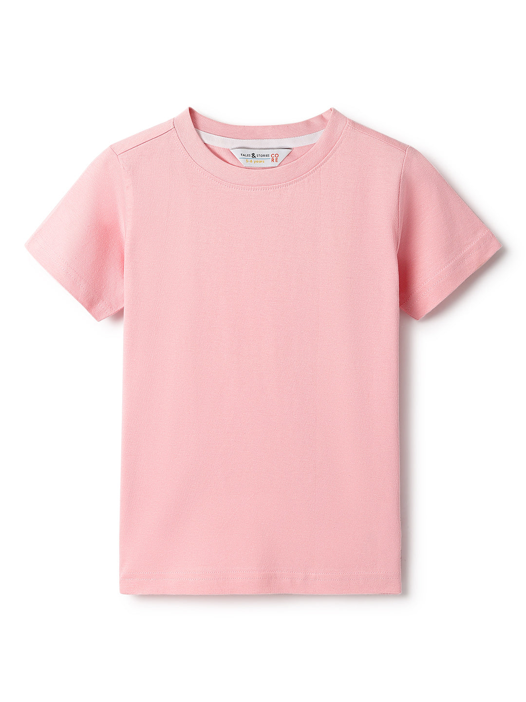 Boys Pink Cotton Solid T-Shirt