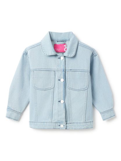 Girls Denim Cotton Light Blue Washed Jacket