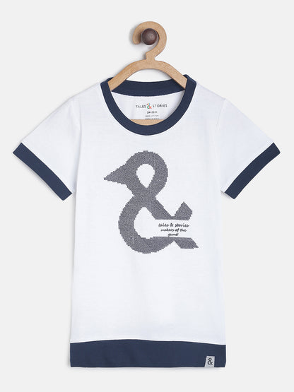 Boys Cotton White T-Shirt With Blue Denim Washed Slim Fit Jeans