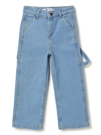 Boys Cotton Black Printed T-Shirt With Blue Lycra Denim Solid Relaxed Fit Jeans