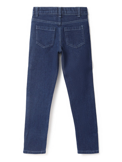 Boys Dark Blue Whiskered Denim Jeans