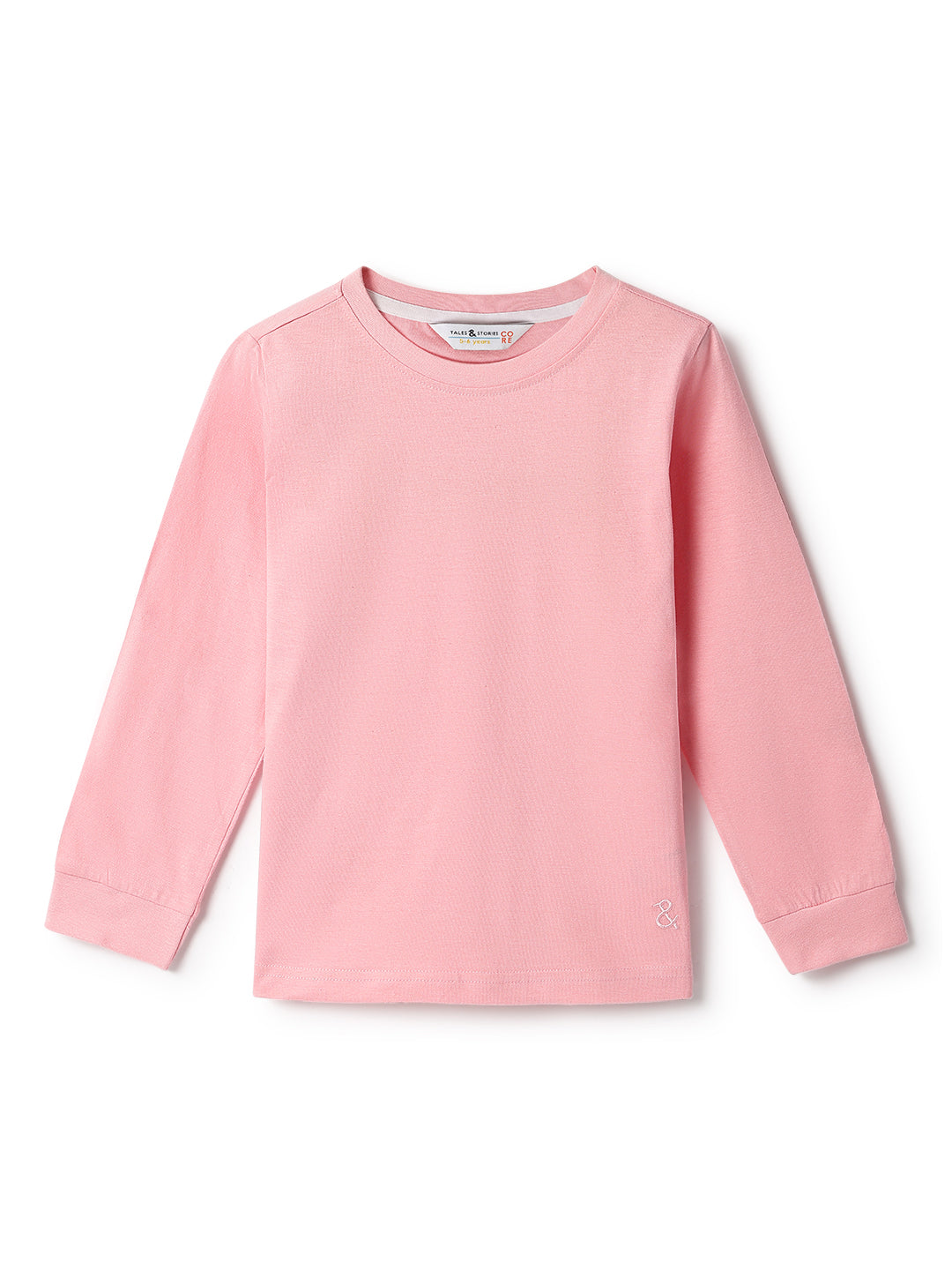 Boys Pink Cotton Solid T-Shirt