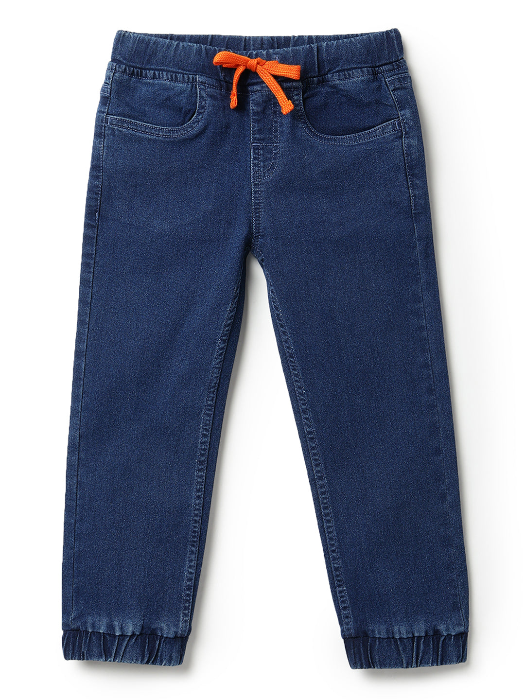 Boys Dark Blue Washed Lycra Joggers