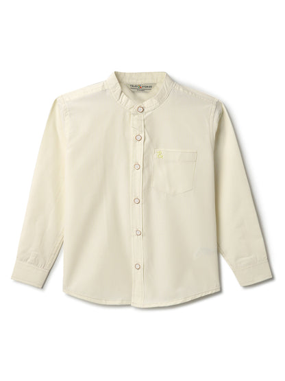 Boys Cream Cotton Striped Shirt