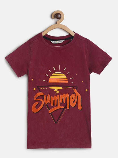 Boys Maroon T-Shirts and Yellow Shorts Clothing Set
