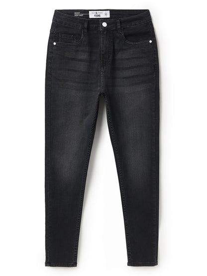 Women Denim Lycra Black Washed Jeans
