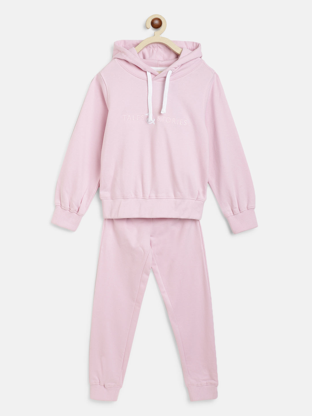 Boys & Girls Cotton Solid Pink Lounge Set
