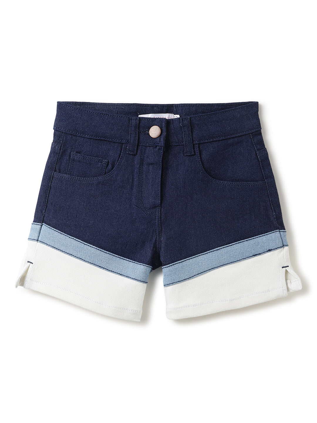 Girls Dark Blue Solid Lycra Shorts