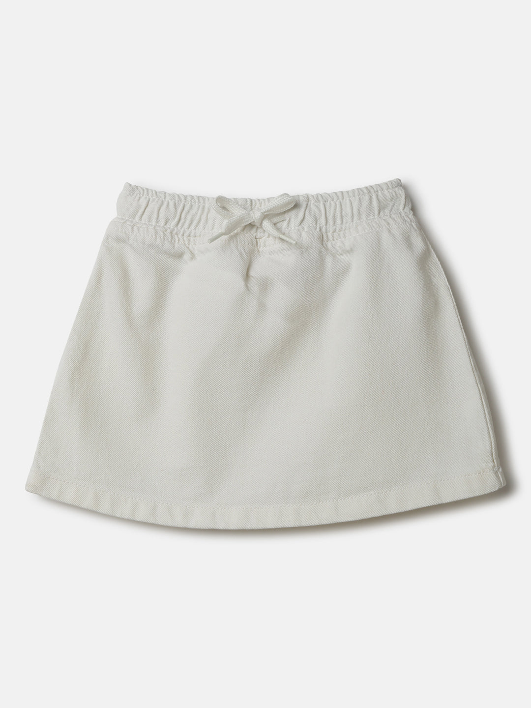 Girls White Cotton Solid Skirt