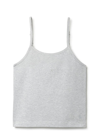 Girls Grey Lycra Regular Fit Spaghetti Sleeve Solid Camisole