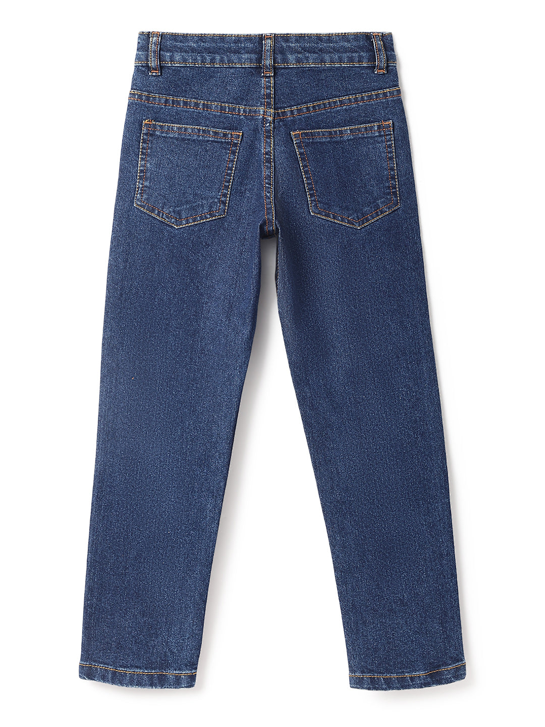 Boys Dark Blue Cotton Slim Fit Jeans
