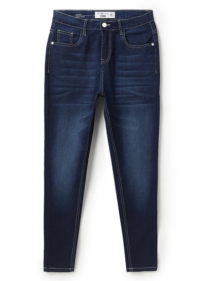 Women Denim Lycra Dark Blue Washed Jeans