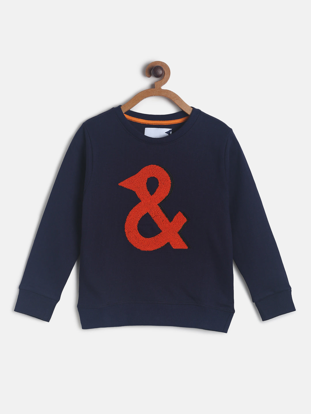 Boys Navy Blue Cotton Embroidered Sweatshirt