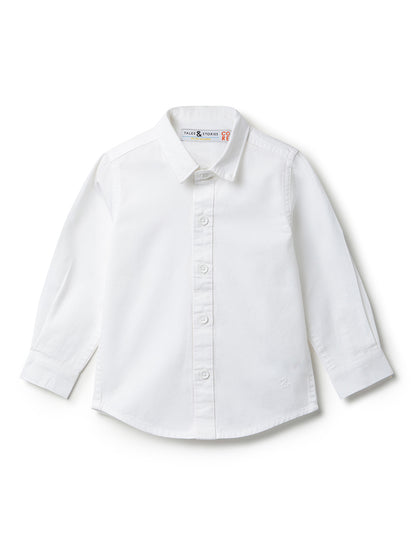 Boys Cotton White Shirt With Light Blue Denim Washed Straight Fit Jeans