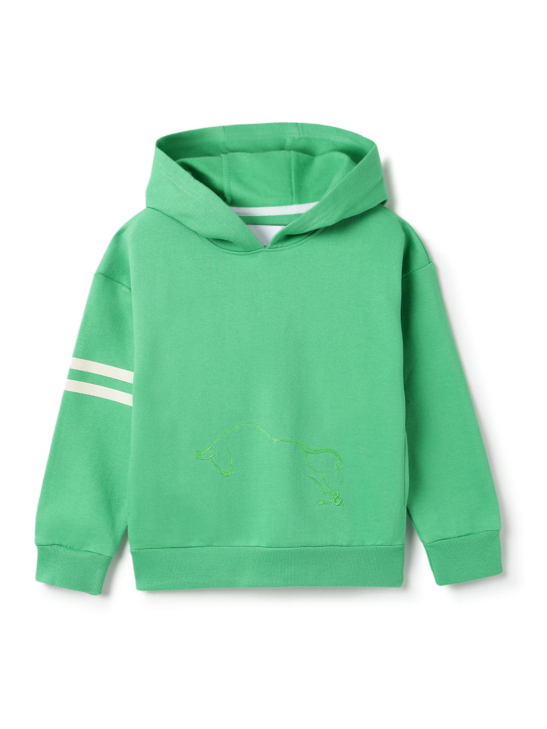 Boys Green Cotton Printed Hoodie Oversized Sweatshirt