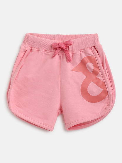 Girls Pink Cotton Shorts