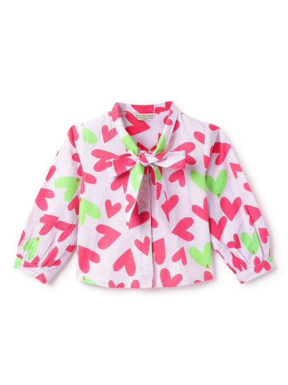 Girls Cotton Pink Printed Top