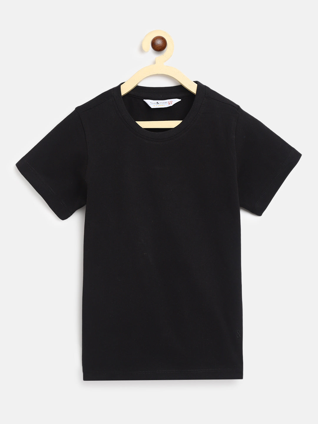 Boys Cotton Black T-Shirt With Light Blue Denim Washed Straight Fit Jeans