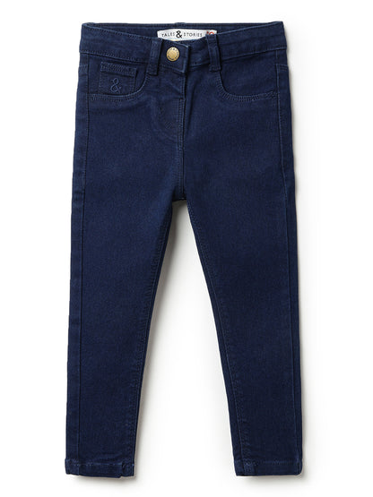 Girls Dark Blue Slim Fit Jeans
