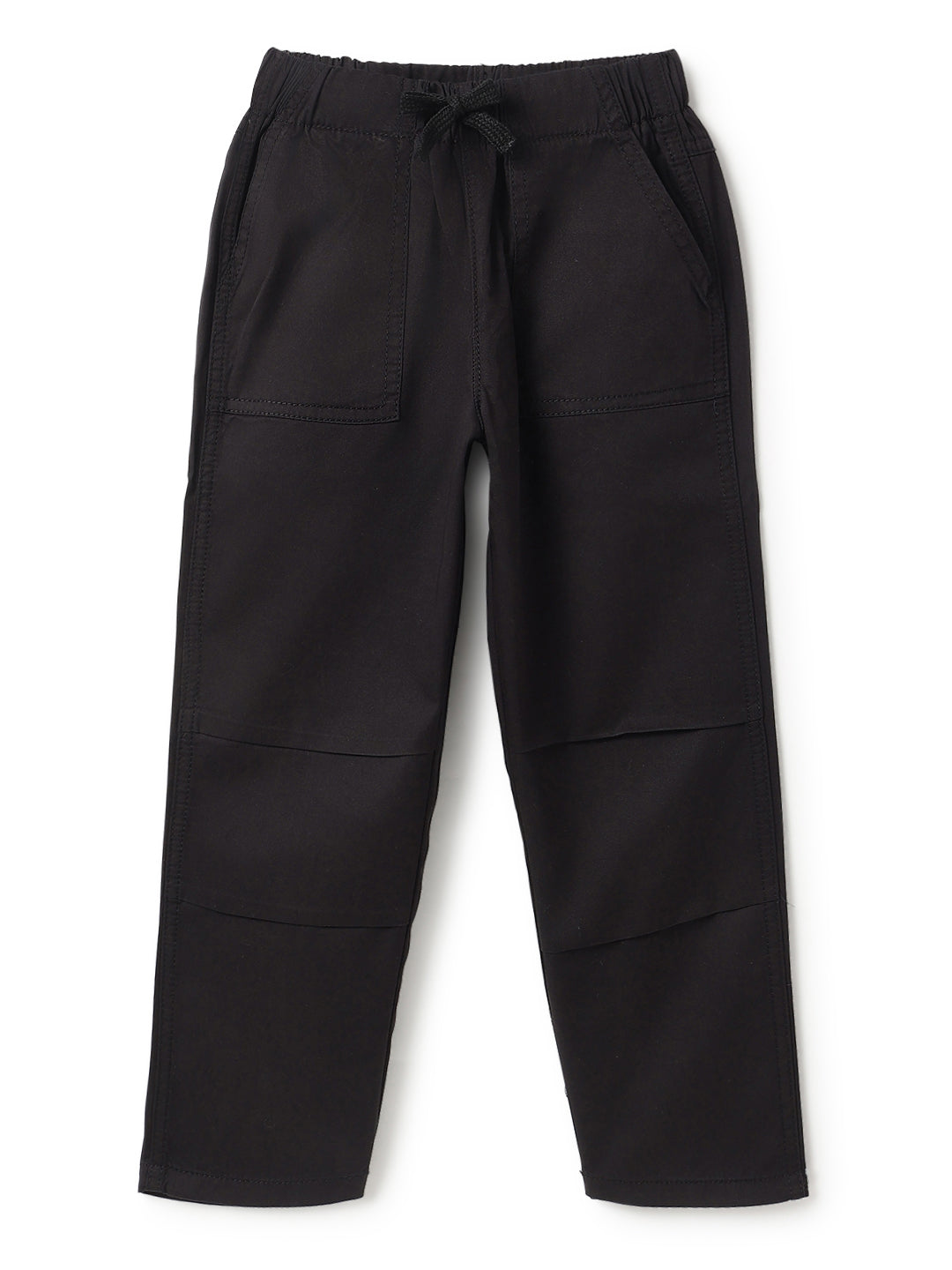 Boys & Girls Cotton Black Solid Trouser