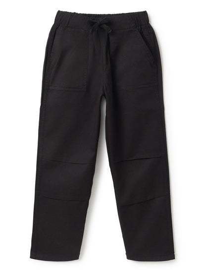 Boys & Girls Cotton Black Solid Trouser