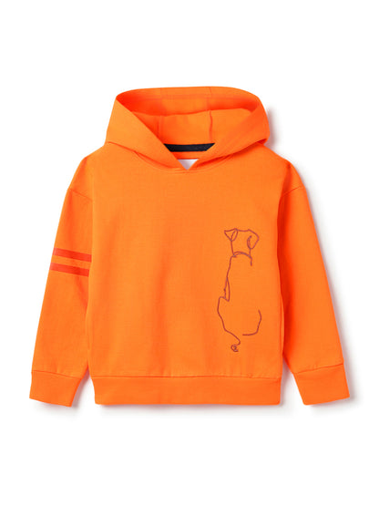 Boys Cotton Orange Printed Hoodie Oversized Sweatshirt