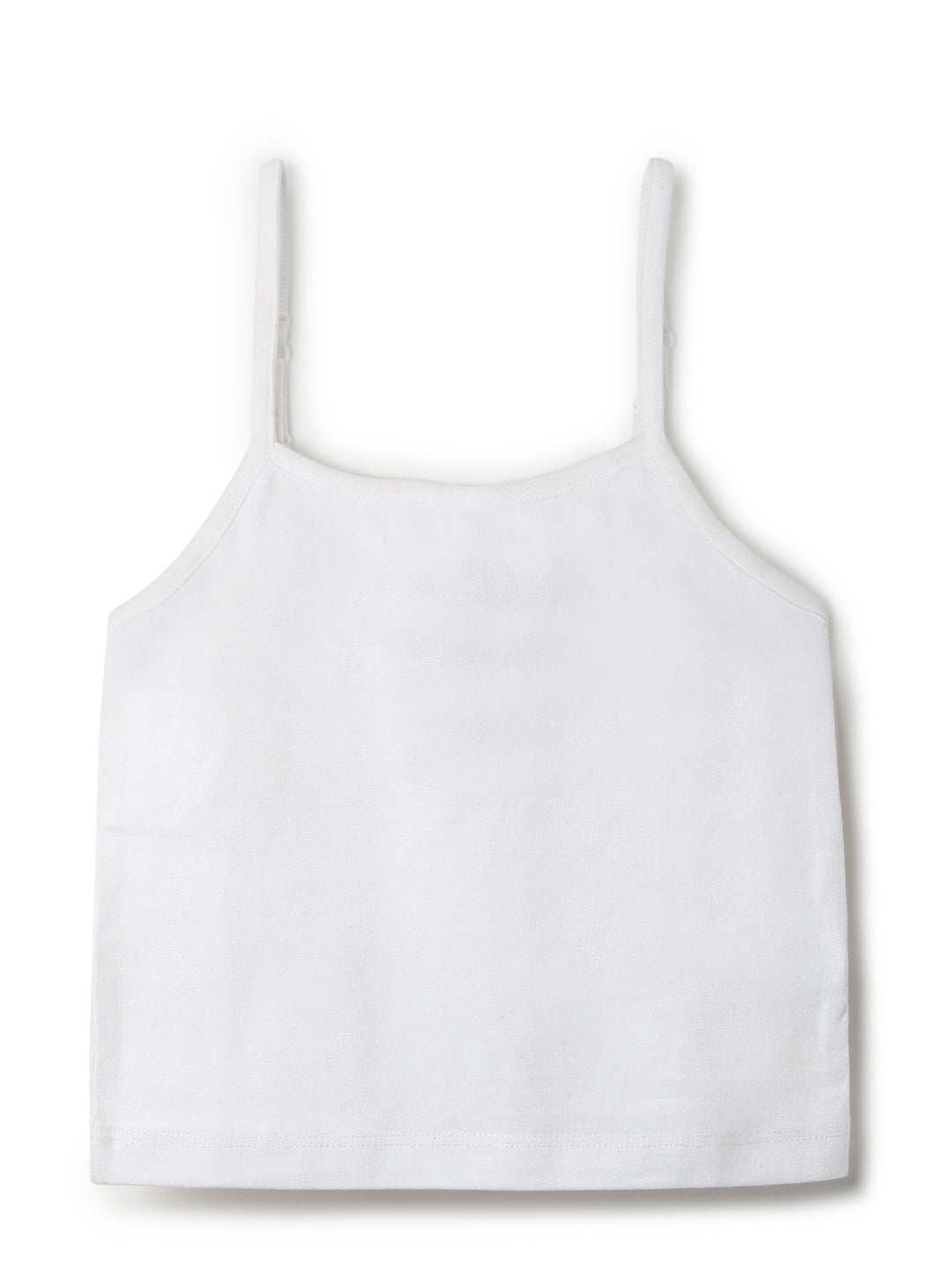 Girls White Lycra Regular Fit Spaghetti Sleeve Solid Camisole