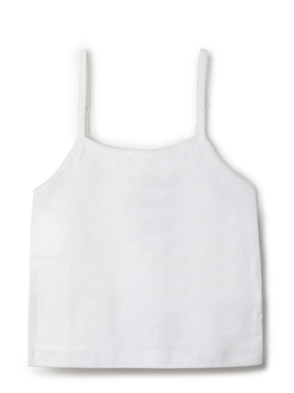 Girls White Lycra Regular Fit Spaghetti Sleeve Solid Camisole