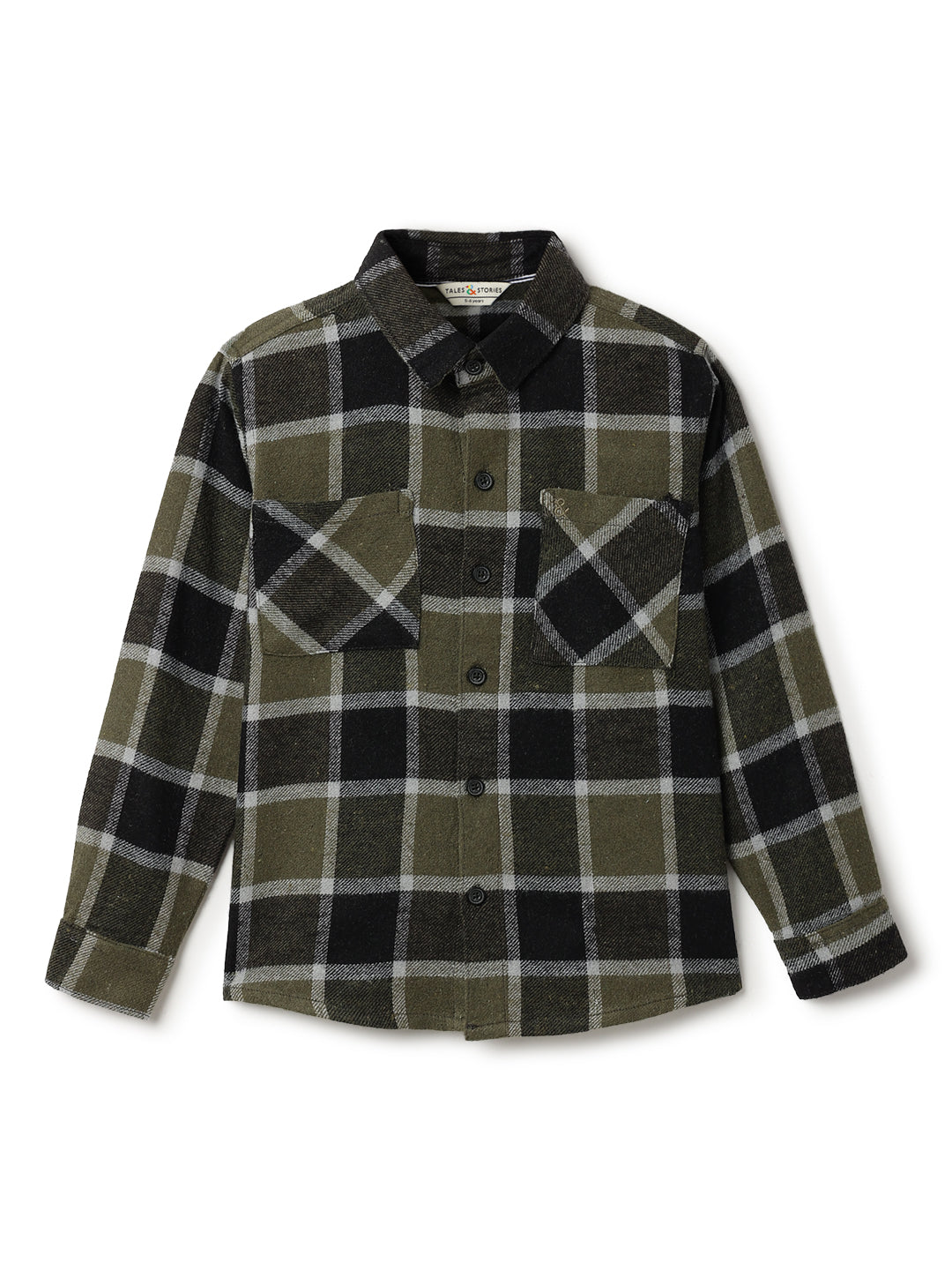 Boys Green Flannel Checked Shirt